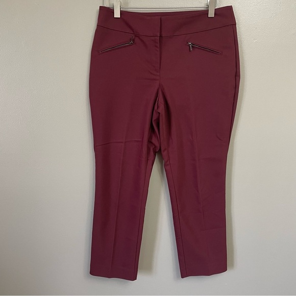 Ann Taylor Pants - Ann Taylor Petite womens 4 Straight Leg Pants Curvy burgundy